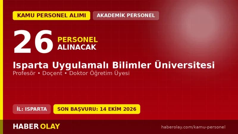 Isparta Uygulamalı Bilimler Üniversitesi öğretim üyesi alımı ilanı ve başvuru detayları