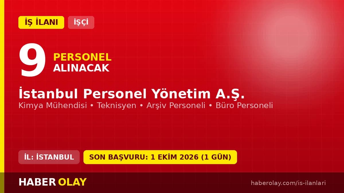 İSPER İstanbul Personel Yönetim A.Ş. 9 sürekli işçi alımı ilanı başvuru detayları