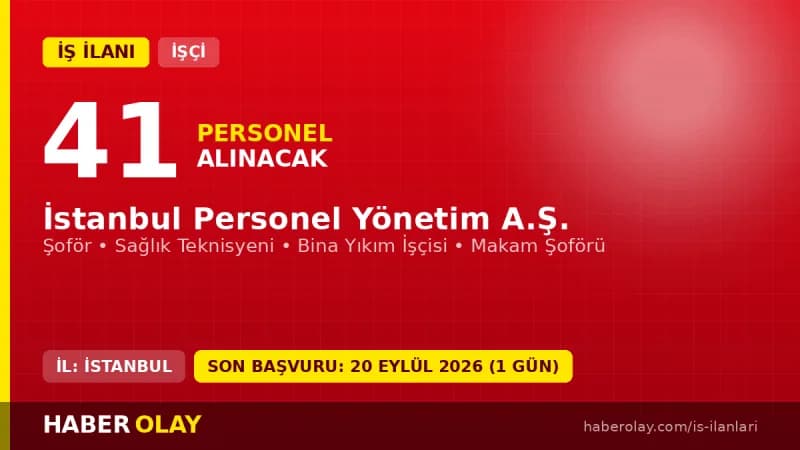 İSPER İstanbul Personel Yönetim A.Ş. 41 işçi kadrosu için personel alımı ilanı