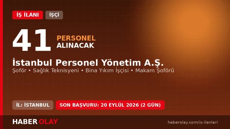 İSPER İstanbul Personel Yönetim A.Ş. 41 işçi kadrosu için personel alımı ilanı