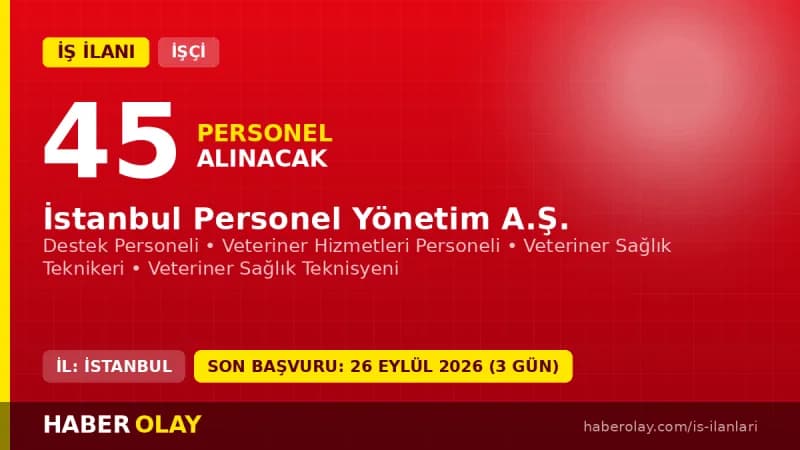 İSPER İstanbul Personel Yönetim A.Ş. 45 destek ve veteriner sağlık personeli alımı ilanı