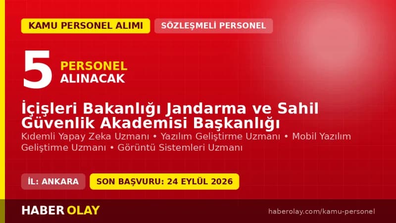 Jandarma ve Sahil Güvenlik Akademisi 5 sözleşmeli bilişim personeli alım ilanı