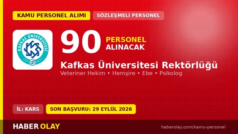 Kafkas Üniversitesi Rektörlüğü 90 sözleşmeli personel alımı ilanı 2026