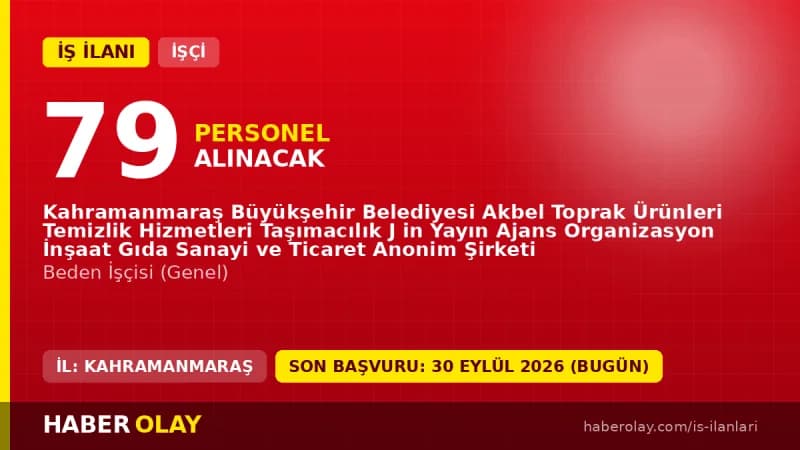 Kahramanmaraş Akbel A.Ş. 79 beden işçisi alımı ilanı ve başvuru bilgileri