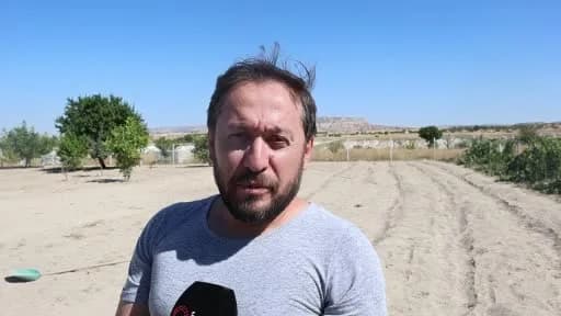 Kapadokya Göreme’de safran dikimi yapılan tarladan görüntü