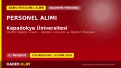 Kapadokya Üniversitesi öğretim üyesi ve elemanı alımı ilanı, Nevşehir 2026