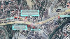 Karabük Kurtuluş Kavşağı'nda trafik düzenleme çalışmaları için hazırlık yapan ekipler