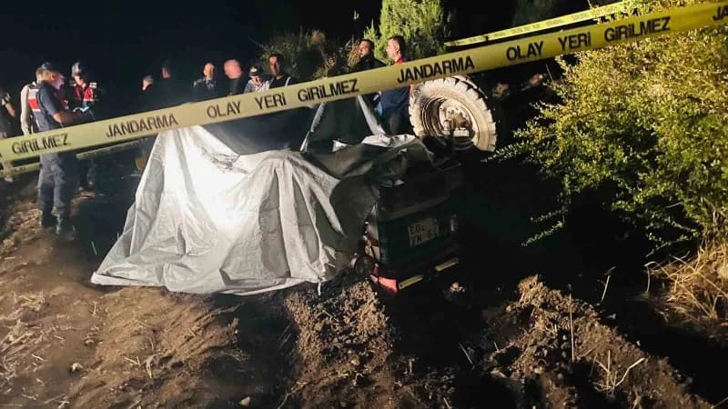 Kastamonu Tosya ilçesinde devrilen traktör kazası sonrası olay yeri