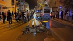 Keşan’da motosikletin yayaya çarpması sonucu meydana gelen trafik kazası sonrası olay yeri