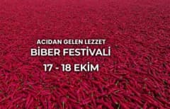 Kilis’te Cumhuriyet Meydanı’nda düzenlenecek Biber Festivali için hazırlanan stantlar ve Kilis Biberi ürünleri