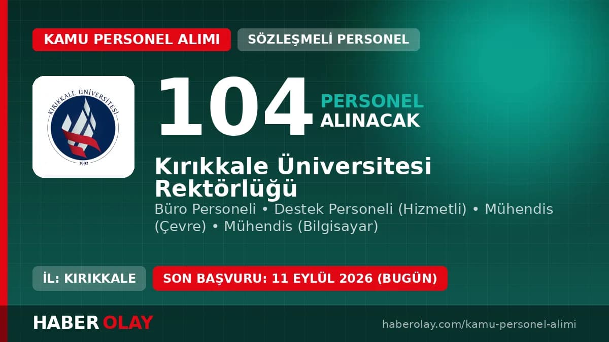 Kırıkkale Üniversitesi Rektörlüğü 104 sözleşmeli personel alımı başvuru ekranı