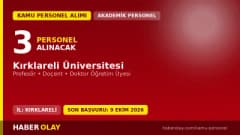 Kırklareli Üniversitesi öğretim üyesi alım ilanı başvuru belgeleri ve şartları