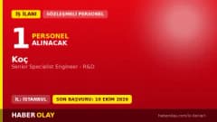 Koç Holding İstanbul Çayırova Ar-Ge Merkezi Senior Specialist Engineer - R&D pozisyonu iş ilanı