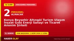 Konya Beyşehir Altıngöl Turizm personel alımı ilanı için başvuru detayları