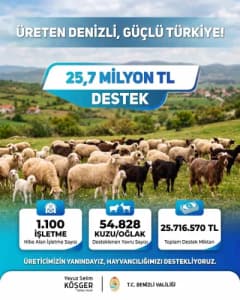 Denizli'de küçükbaş hayvancılık yapan üreticilere verilen maddi destek