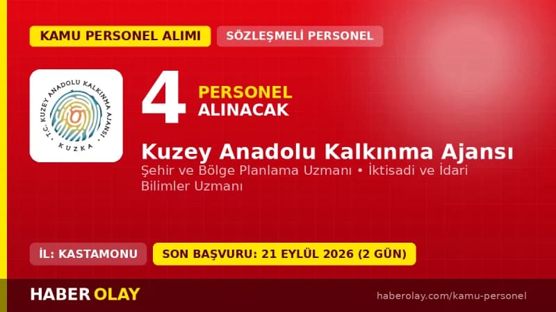 Kuzey Anadolu Kalkınma Ajansı 4 uzman personel alımı başvuru detayları ve şartları