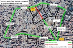 Malatya İnönü Caddesi ve Fuzuli Caddesi kavşak çalışması için trafik düzenlemesi