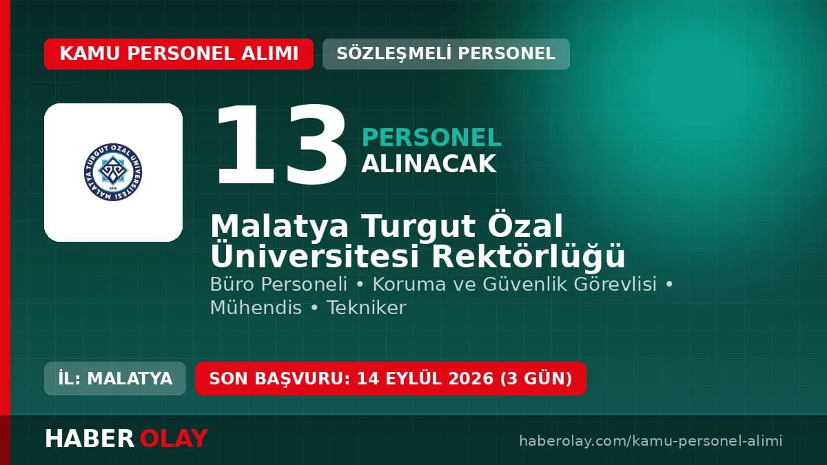 Malatya Turgut Özal Üniversitesi sözleşmeli personel alımı duyurusu