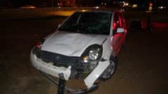 Manavgat’ta D-400 Karayolu tali yolda motorlu bisiklet ile otomobilin çarpışma anı