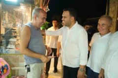 MATSO Başkan Adayı Önem Gök ve ekibi Side esnafını ziyaret ederken