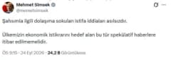 Hazine ve Maliye Bakanı Mehmet Şimşek basın açıklaması yaparken