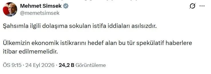 Hazine ve Maliye Bakanı Mehmet Şimşek basın açıklaması yaparken