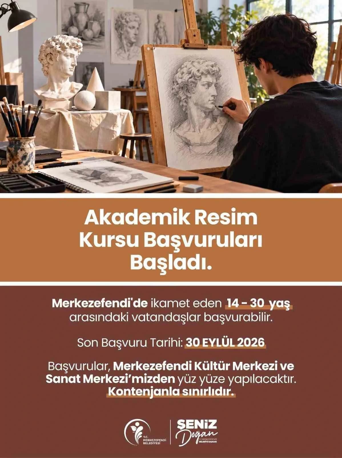 Merkezefendi Belediyesi tarafından düzenlenen Akademik Resim Kursu için başvurular başladı. Sanata ve resme ilgi duyan 1