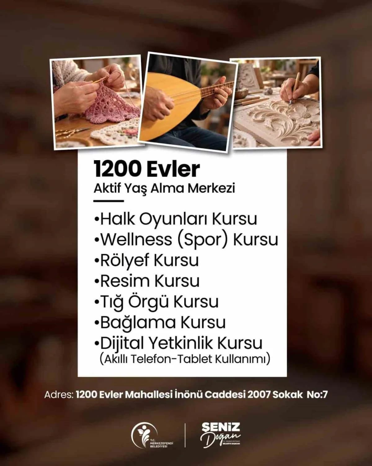 Merkezefendi Belediyesi’nin büyüklerin sosyal, kültürel ve kişisel gelişimlerine katkı sunmak amacıyla hizmet verdiği Ak