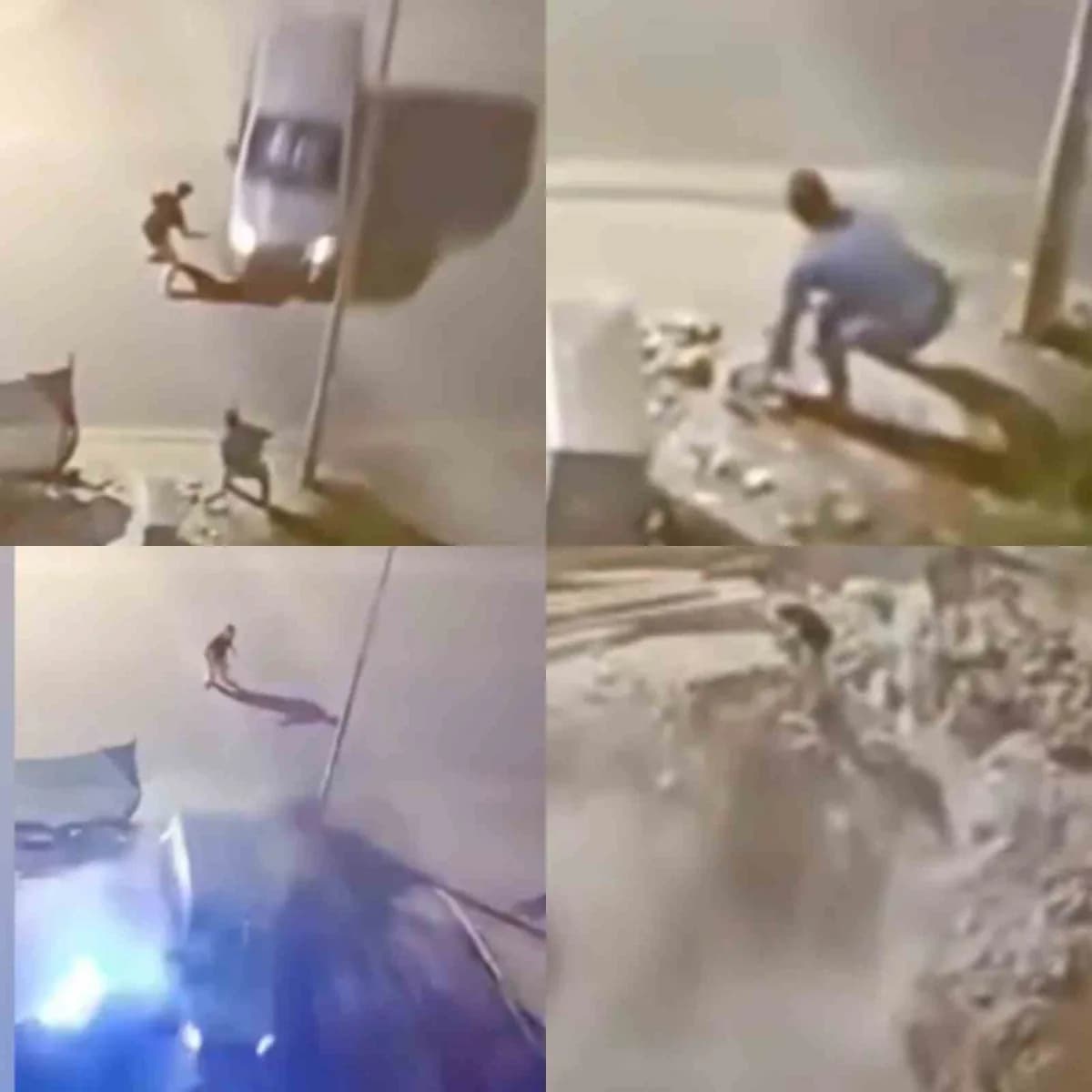 Mersin Anamur'da kavga sonrası araçla çarpma ve çukura uçma anları cep telefonu kamerasında