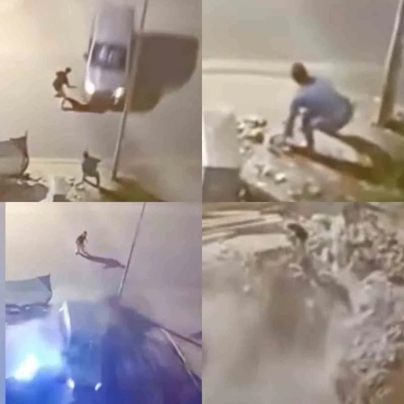 Mersin Anamur'da kavga sonrası araçla çarpma ve çukura uçma anları cep telefonu kamerasında