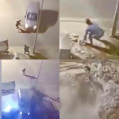Mersin Anamur'da ağabeyine çarpan sürücünün aracı inşaat alanındaki çukura uçmuş halde