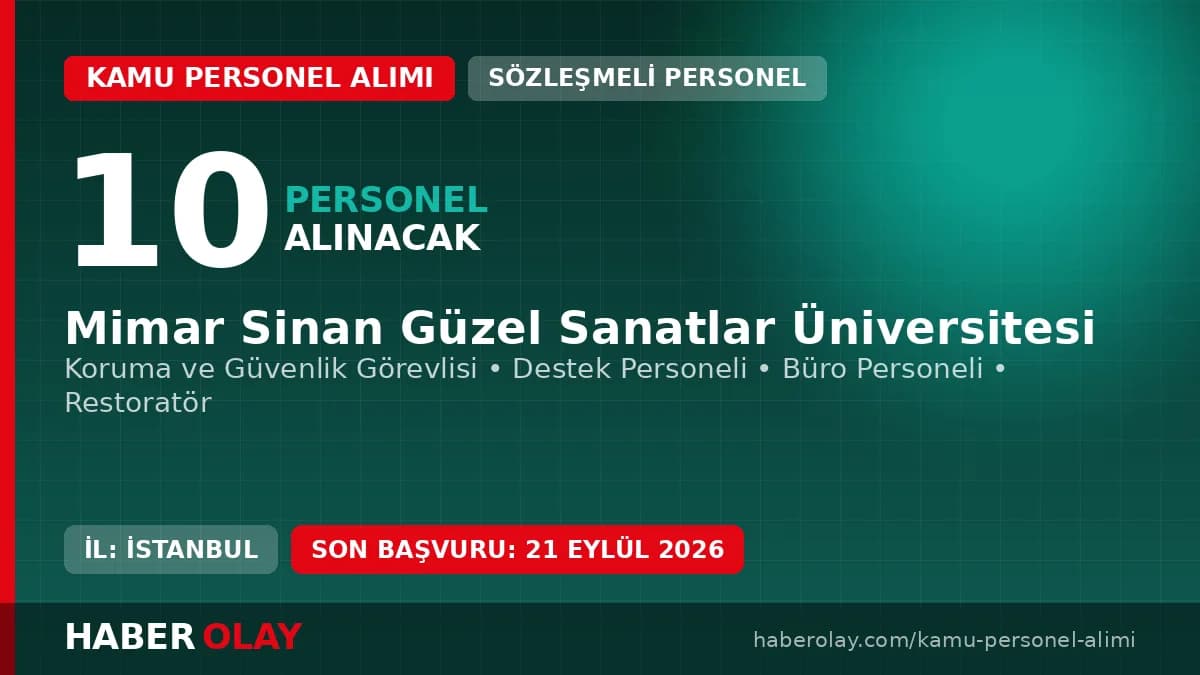Mimar Sinan Güzel Sanatlar Üniversitesi Rektörlüğü 10 sözleşmeli personel alım duyurusu