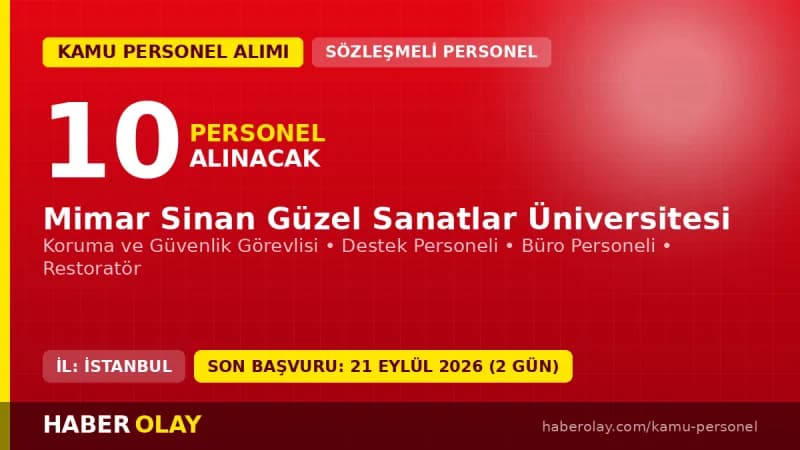 Mimar Sinan Güzel Sanatlar Üniversitesi Rektörlüğü 10 sözleşmeli personel alım duyurusu