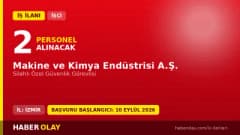 MKE İzmir Aliağa Tesisine 2 Silahlı Özel Güvenlik Görevlisi Alacak: Başvuru İŞKUR Üzerinden