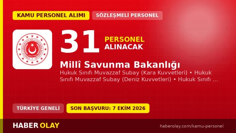 Millî Savunma Bakanlığı MSB 31 hukuk sınıfı subay alımı başvuru ekranı ve şartları