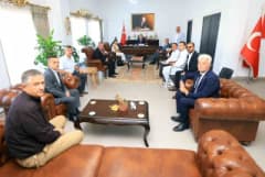 Muğla Valisi Dr. İdris Akbıyık Milas ilçesinde muhtarlarla toplantı yaparken