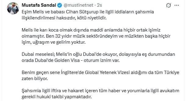 Mustafa Sandal sosyal medya açıklaması yaparken