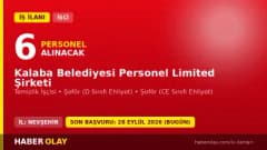 Nevşehir Kalaba Belediyesi Personel Ltd.Şti işçi alımı için temizlik işçisi ve şoför kadroları