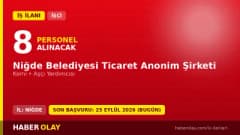 Niğde Belediyesi Ticaret Anonim Şirketi 8 daimi işçi alımı ilanı başvuru detayları