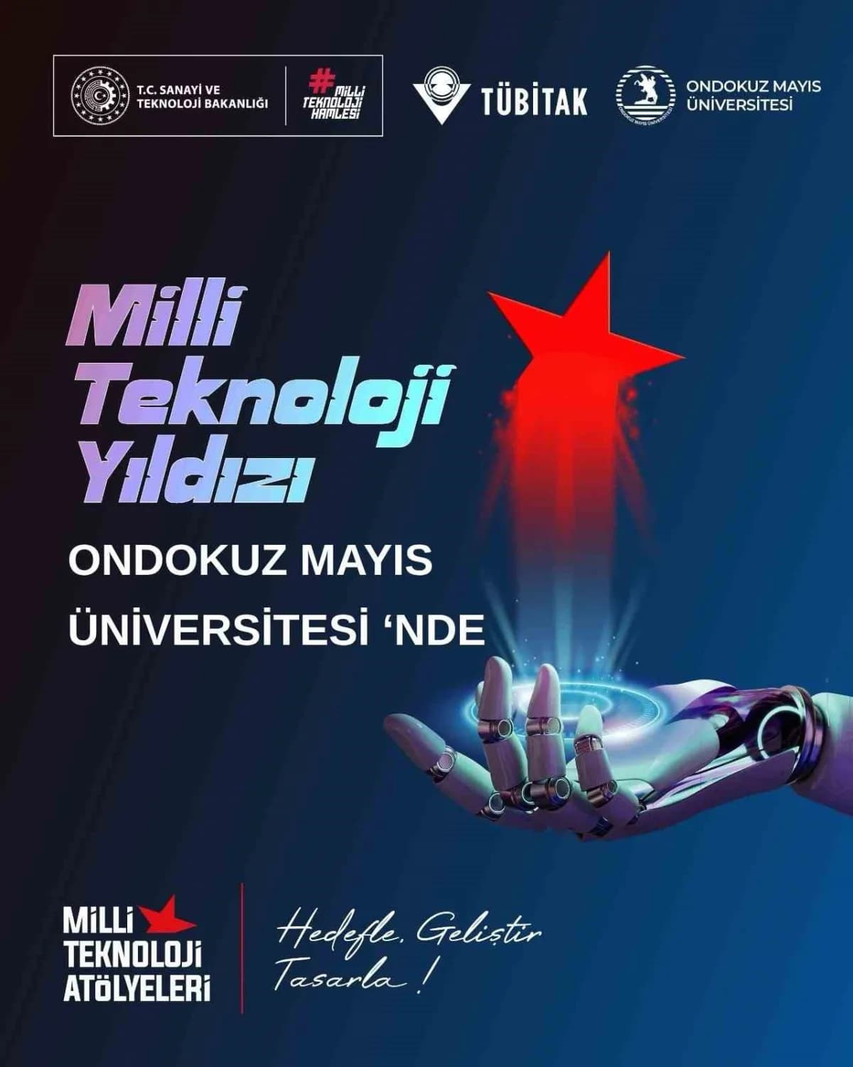 Ondokuz Mayıs Üniversitesi Milli Teknoloji Atölyesi'nde öğrenciler teknoloji projeleri üzerinde çalışıyor
