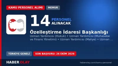 Özelleştirme İdaresi Başkanlığı 14 Uzman Yardımcısı personel alımı ilanı başvuru tarihleri ve şartları