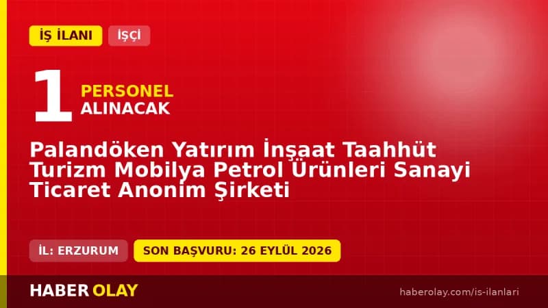 Palandöken Yatırım İnşaat Taahhüt Turizm Mobilya Petrol Ürünleri A.Ş. Endüstriyel Tasarımcı iş ilanı Erzurum