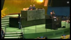 İran Cumhurbaşkanı Mesud Pezeşkiyan BM Genel Kurulu'nda konuşma yaparken