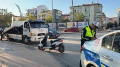 Aksaray'da plakasız motosiklet ve trafik ekipleri denetim yapıyor