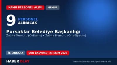 Pursaklar Belediyesi 9 zabıta memuru alımı başvuru binası ve şartları