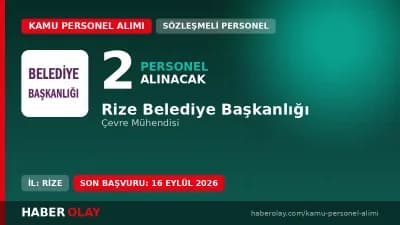 Rize Belediye Başkanlığı 2 sözleşmeli çevre mühendisi alımı duyurusu