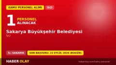 Sakarya Büyükşehir Belediyesi 1 işçi personel alımı ilanı 2026