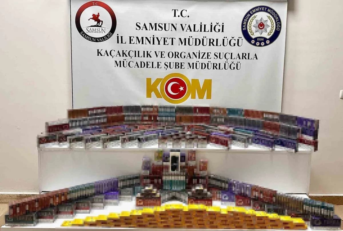 Samsun'da düzenlenen operasyonda çok sayıda gümrük kaçağı sigara ve tütün ürünü ele geçiridl