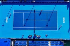 Samsun Open WTA 125 tenis turnuvasında kortta mücadele eden tenisçiler