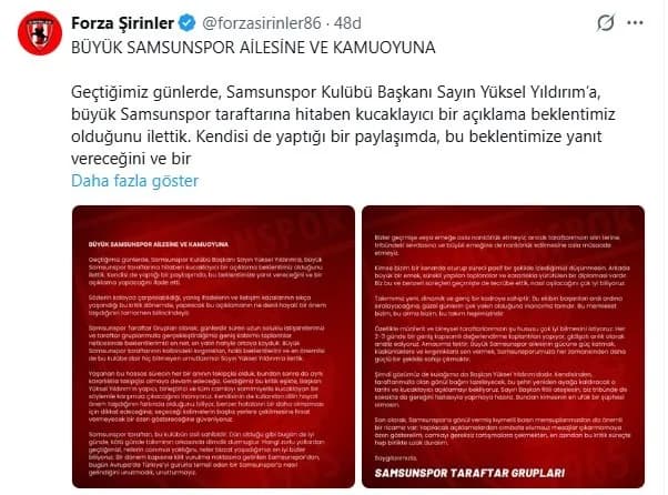 Samsunspor taraftar gruplarının kulübün asıl sahibi olduğunu vurgulayan ortak basın açıklaması